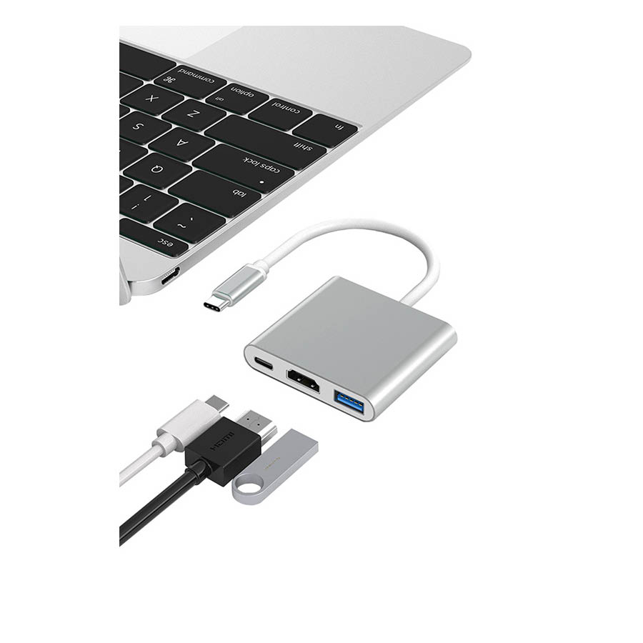 Adaptor USB Type-C 3 in 1/USB 3.0/HDMI/Type-C 3W1 - Image 3