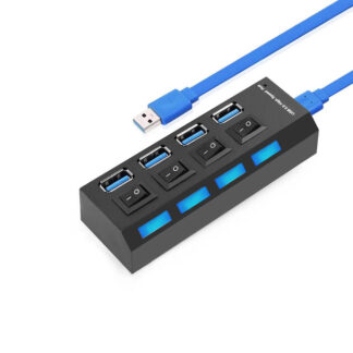 USB 3.0 HUB 4-Port Hi-Speed w/Switches & Blue LED Desing