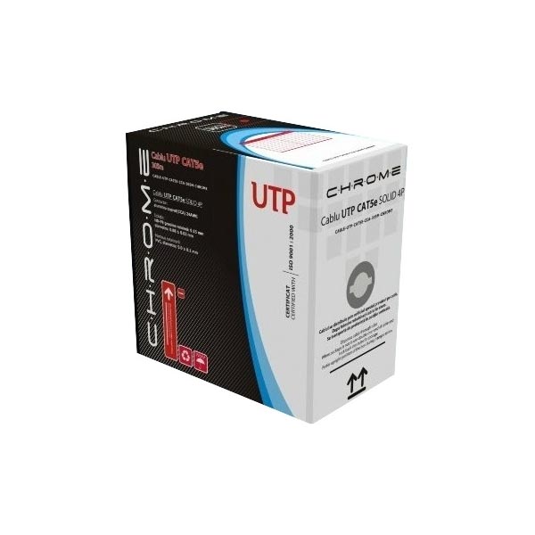 UTP CAT-5 305m Chrome Μονόκλωνο Pull Out Box Well UTP5E-CCA-305-CHR - Image 2