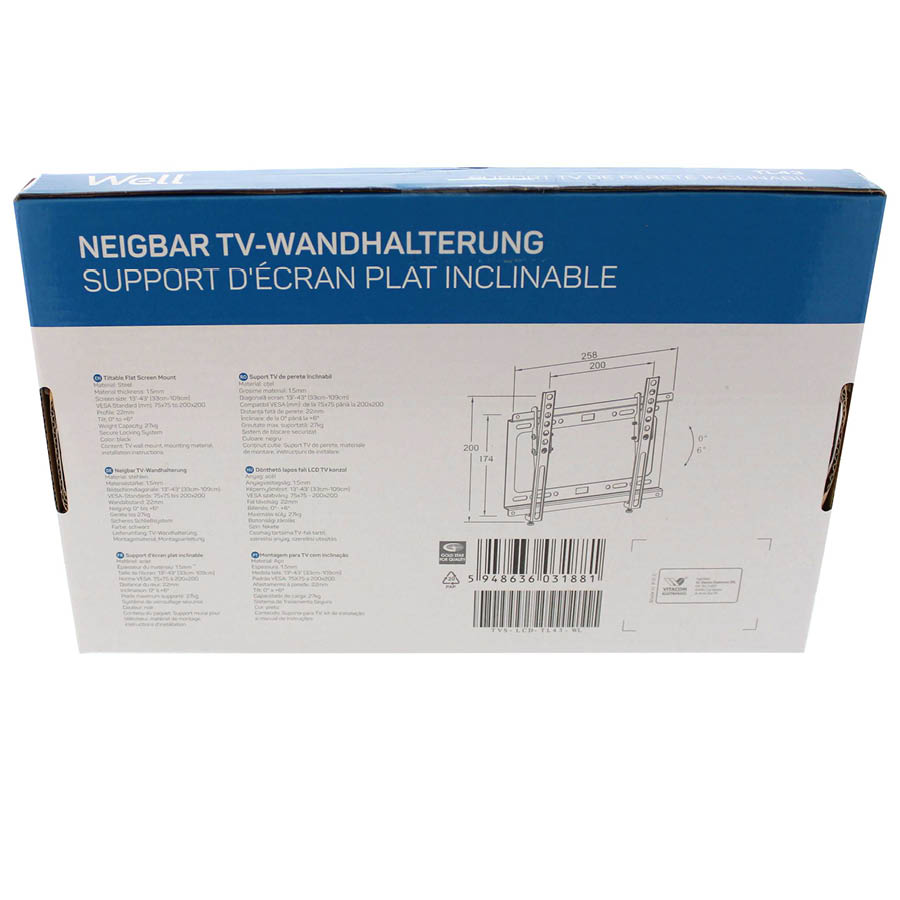 Βάση TV Well 13"- 43" Ρυθμιζόμενη TVS-LCD-TL43-WL - Image 4