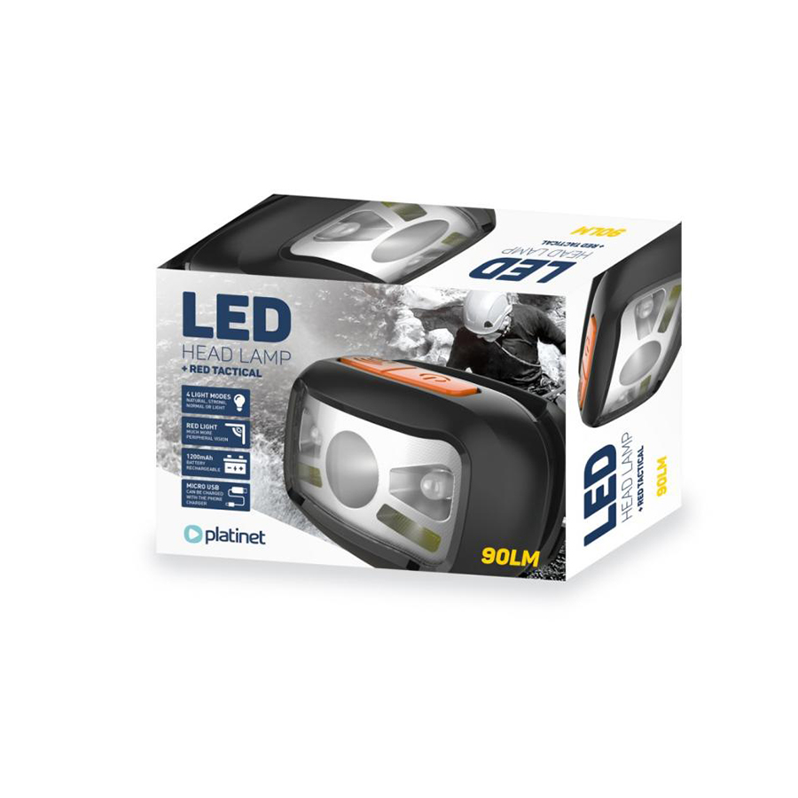 Φακός κεφαλής LED 3W 90LM Επαναφορτιζόμενος Platinet PHL2882 - Image 4