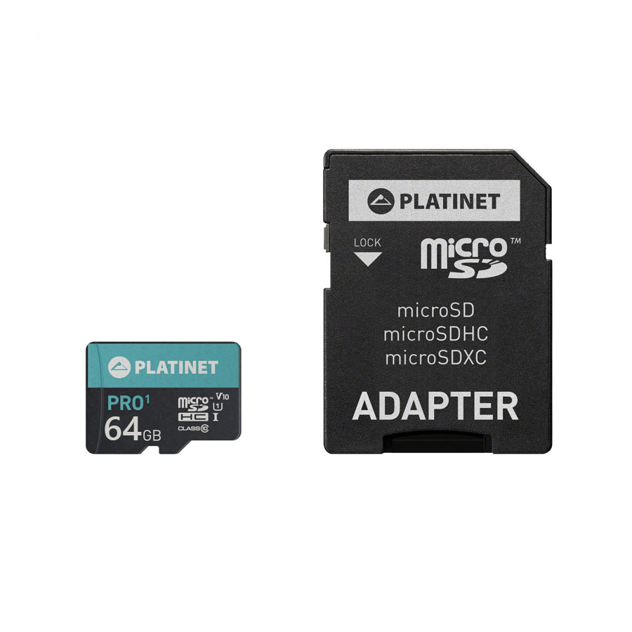 PLATINET microSDXC SECURE DIGITAL + ADAPTER SD 64GB class10 U1 70MB/s