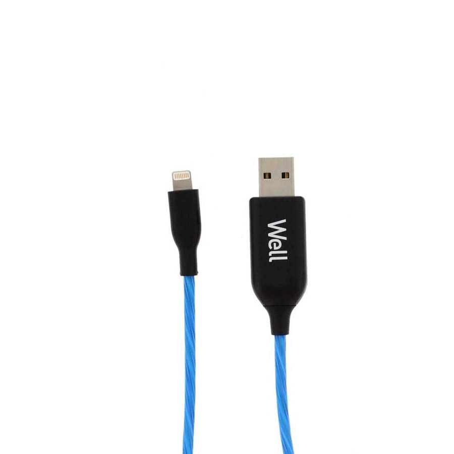 Καλώδιο 3A USB 2.0 σε Lightning Φόρτισης - Data 1m Μπλε Φωτιζόμενο Well USB/LIGHT-1BE03-WL - Image 3