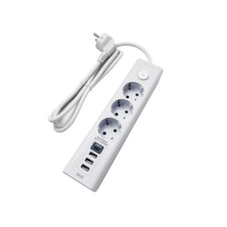 Πολύπριζο Well 3x Schuko, 3x USB και με 1x USB-C Διακόπτη 3m/3g1.5 EXTS-3S3M-USBC4-WL