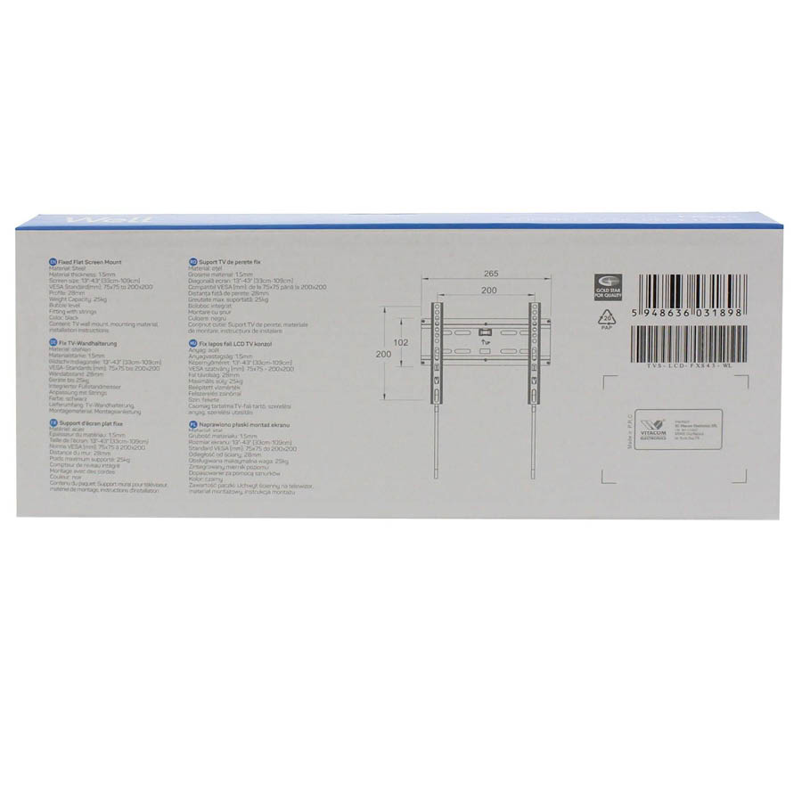 Βάση TV Well 13"- 43" Σταθερή με κορδόνι TVS-LCD-FXS43-WL - Image 4