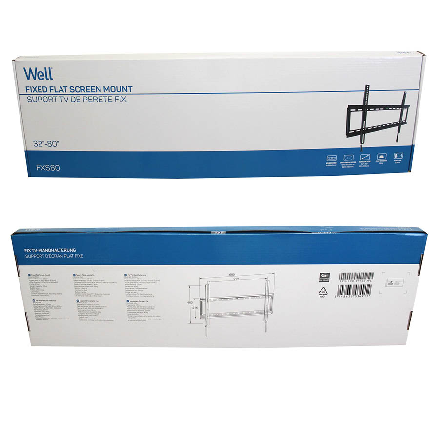 Βάση TV Well 32"- 80" Σταθερή με κορδόνι TVS-LCD-FXS80-WL - Image 3