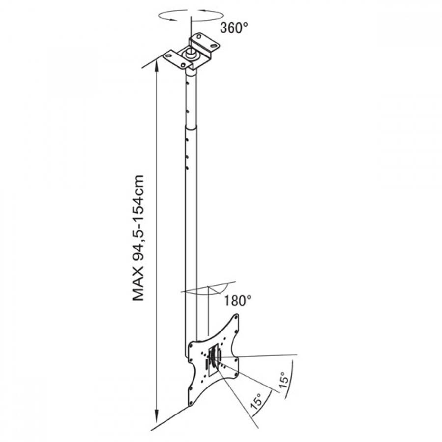 Βάση Οροφής 17"-32"με Ρυθμιζόμενο Υψος Omega OUTV200C - Image 3