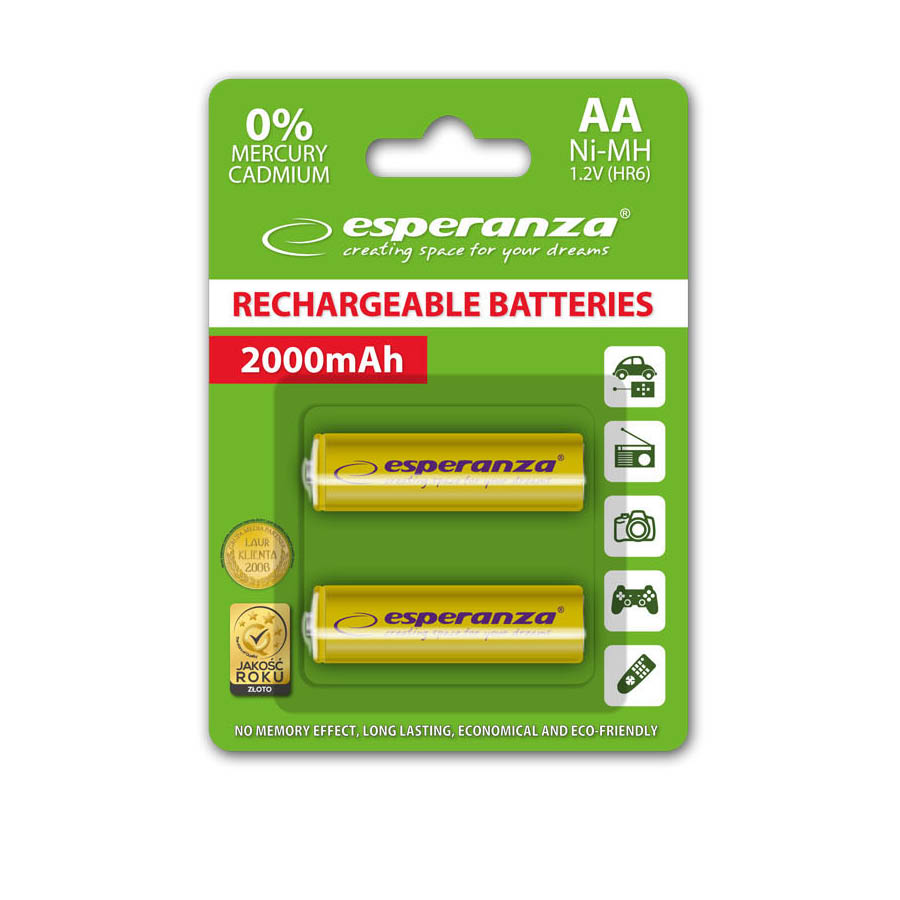 Μπαταρία 2000mA Ni-MH AA 2τεμ Επαναφορτιζόμενη EZA103Y κίτρινη - Image 2