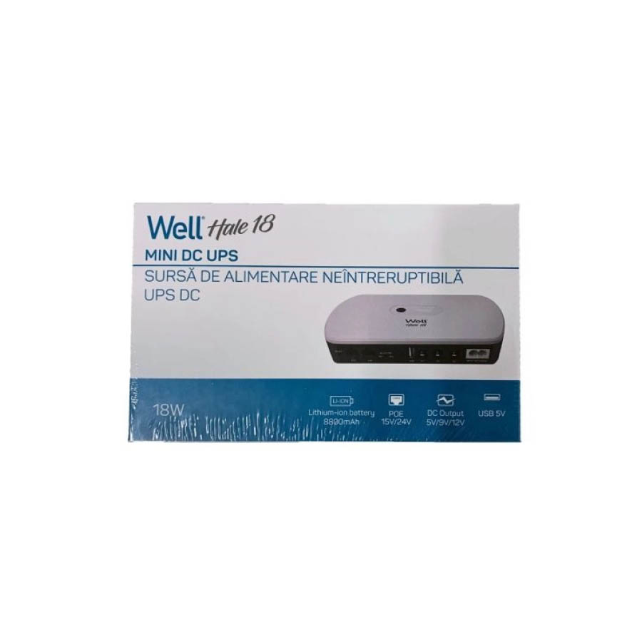 Mini DC UPS 18W, 5V/9V/12V, POE 15V/24V, USB Hale 18 Well UPS-DC-HALE18-WL - Image 2