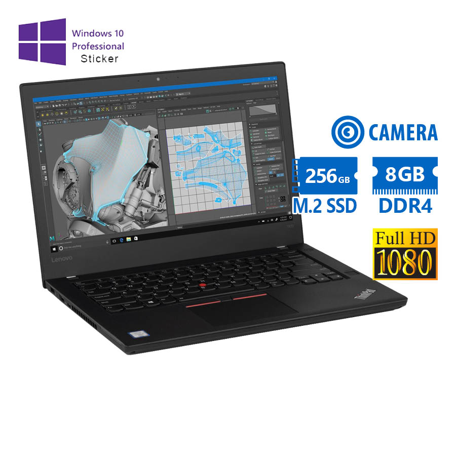 Lenovo (A-) ThinkPad T470 i5-6300U/14"FHD/8GB DDR4/256GB M.2 SSD/No ODD/Camera/10P Grade A- Refurbis