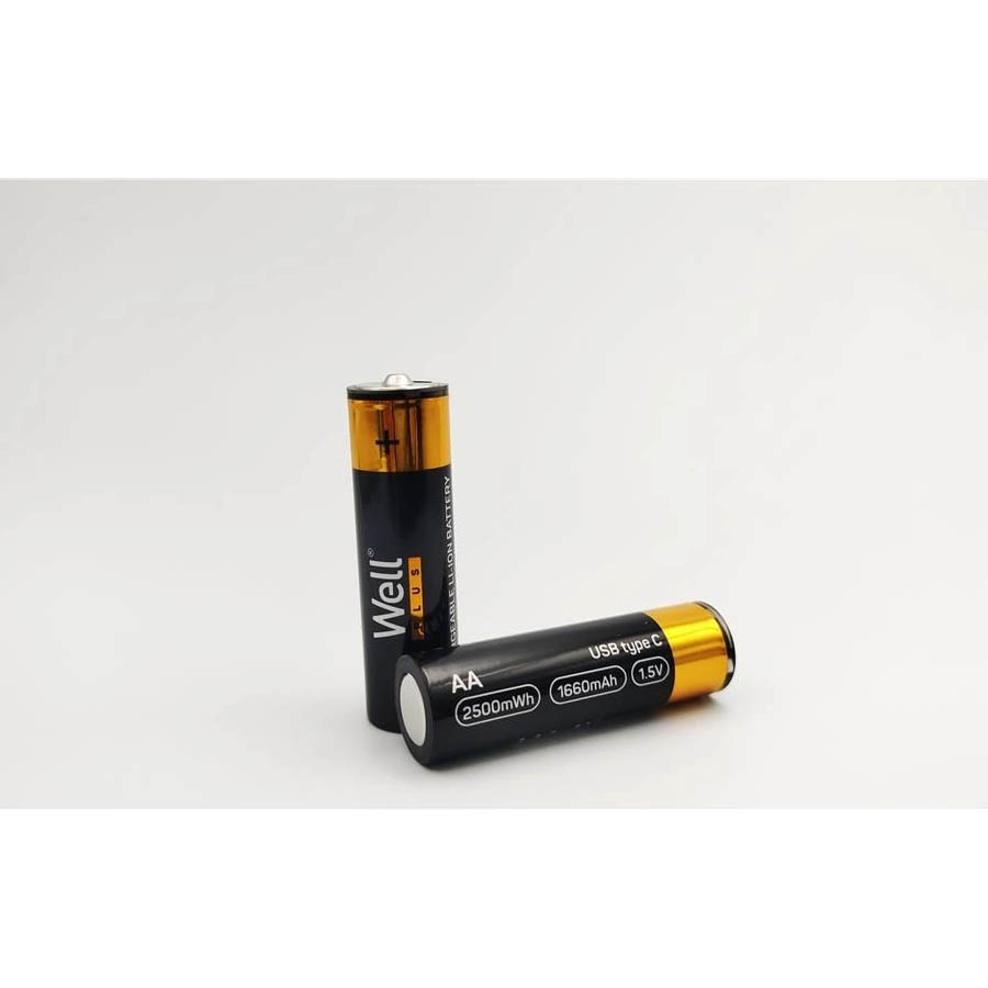 Well Μπαταρία 1660mA R6 AA 2τεμ Επαναφορτιζόμενη με καλώδιο φόρτισης USB-C ACCU-14500/166C-BL2-WL - Image 2