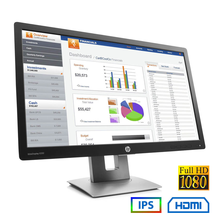Used Monitor E232 IPS LED/HP/23``FHD/1920x1080/Wide/Black/D-SUB & DP & HDMI & USB HUB - Image 2