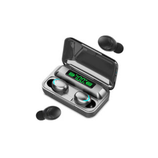Ακουστικό In-ear Bluetooth Wireless earphones noice cancelling ANC, ENC με docking station F9-5 μαύρ