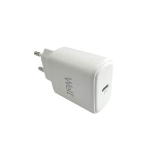 Universal USB-C FastTravel Wall Charger 5VDC/3A (25W) Λευκό Well PSUP-USB-WPD2504WE-WL