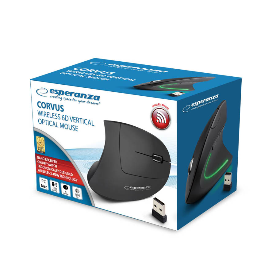 Ασύρματο Vertical Ποντίκι Corvus 6D 2.4Ghz 800-1600 Dpi μπλε/ασημί EM133 - Image 3