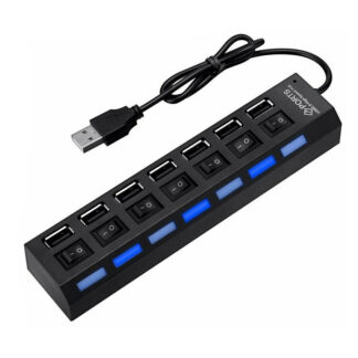 USB 2.0 HUB 7-Port Hi-Speed w/Switches & Blue LED Desing