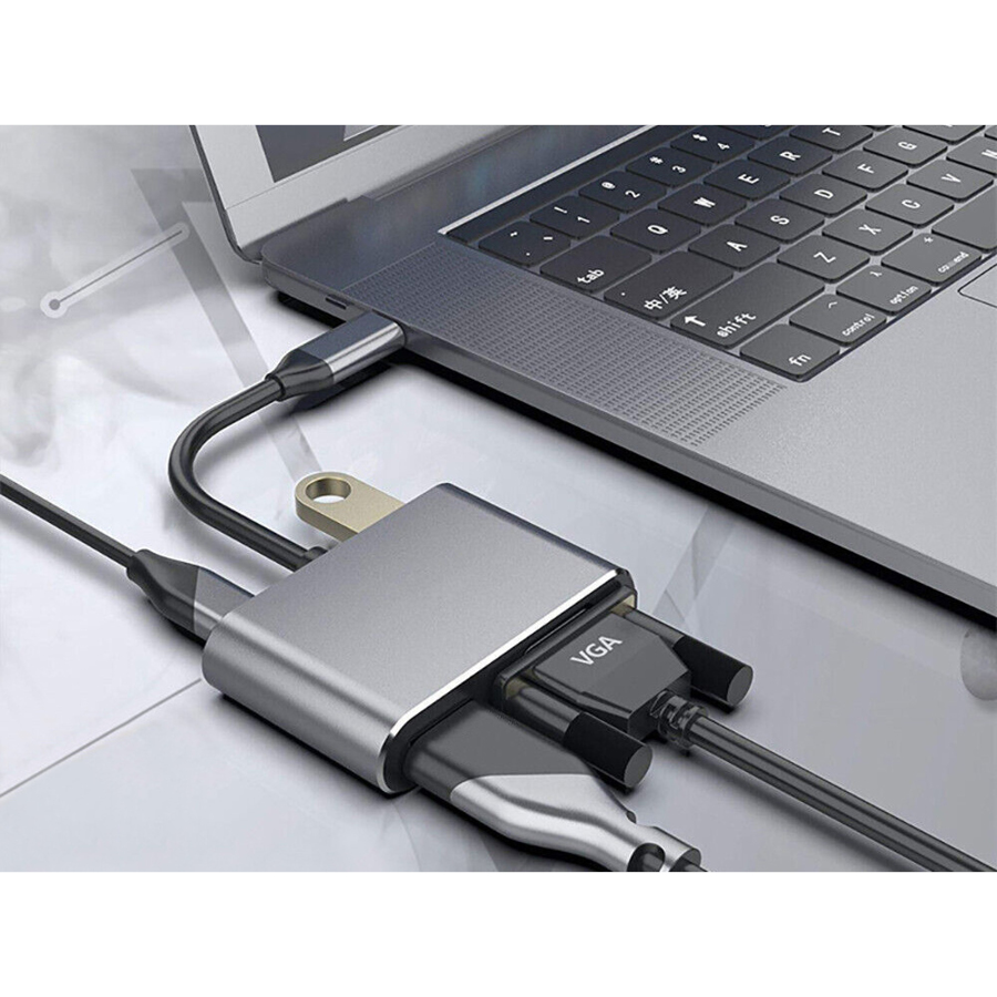 Adaptor USB-C Male σε HDMI 4K, VGA και USB 3.0 HUB με τροφοδοσία - Image 5