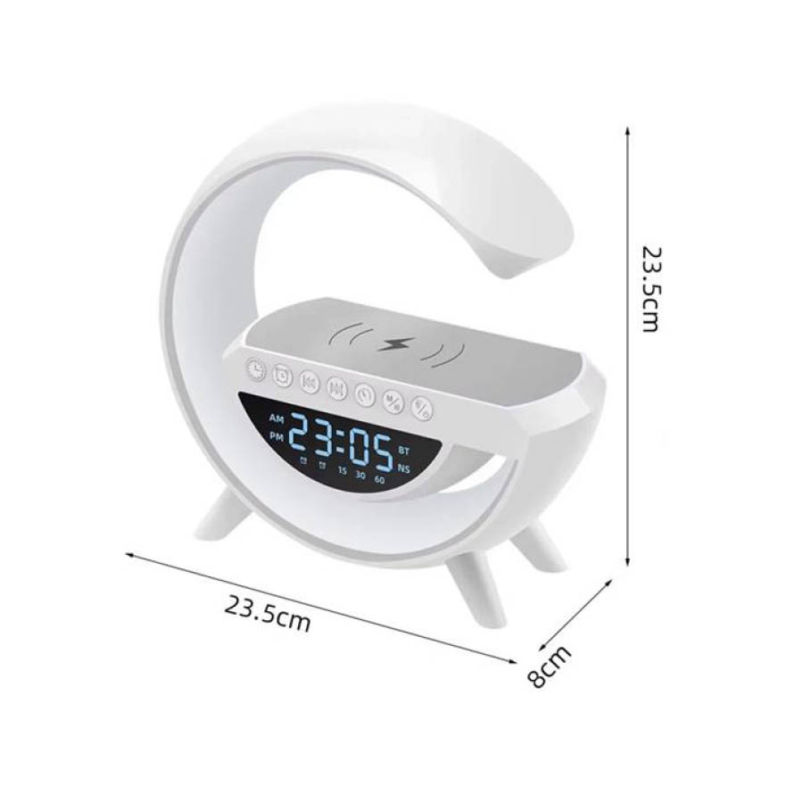 RGB LED φωτιστικό με ασύρματη φόρτιση, LCD Dispaly, Bluetooth Speaker, FM Radio, USB, AUX, Alarm LXG - Image 2
