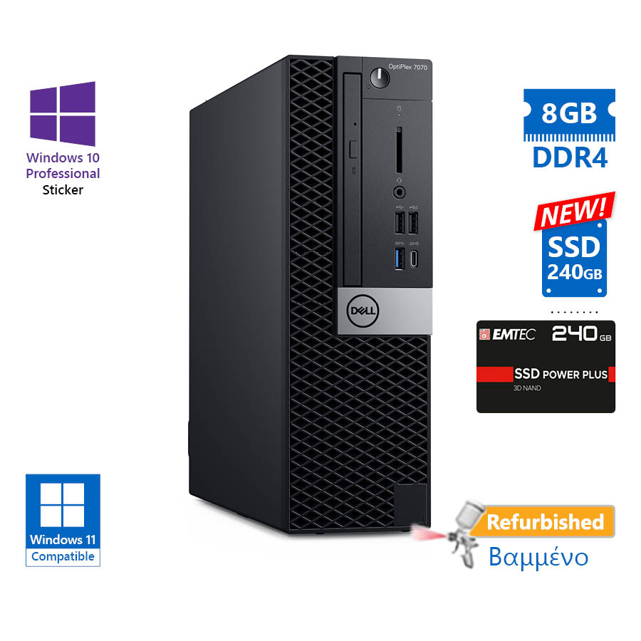 Dell 7070 SFF i5-9500/8GB DDR4/240GB SSD New/DVD/10P Grade A+ Refurbished PC