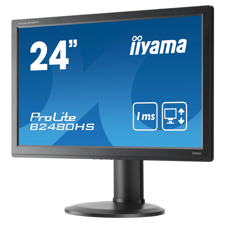 Used (A-) Monitor B2480HS LED/IIyama/24”FHD/1920x1080/Wide/Black/w/Speakers/Grade A-/D-SUB & DVI-D & - Image 3