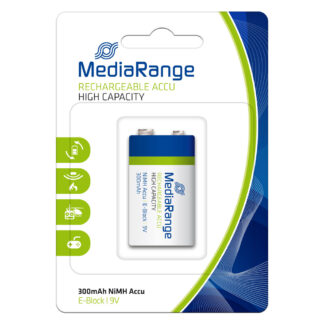 MediaRange High Capacity Rechargeable NiMH Accu E-Block|6HR61/HR22|9V (MRBAT124)