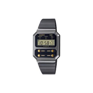 Casio Vintage Edgy Ρολόι Χρονογράφος Μπαταρίας με Μαύρο Μεταλλικό Μπρασελέ (A100WEGG-1A2EF) (CASA100WEGG1A2EF)