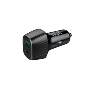 Well Universal DUAL USB 3.0/Type C Fast Car Charger 5V/3A 51W Μαύρος PSUP-USB-CPQ5101BK-WL