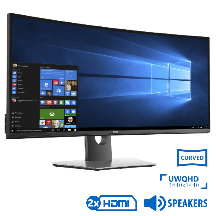 Used (A-) Monitor UltraSharp U3417W Curved/Dell/34``UW-QHD/3440x1440/Black/w/Speakers/Grade A-/DP & - Image 2
