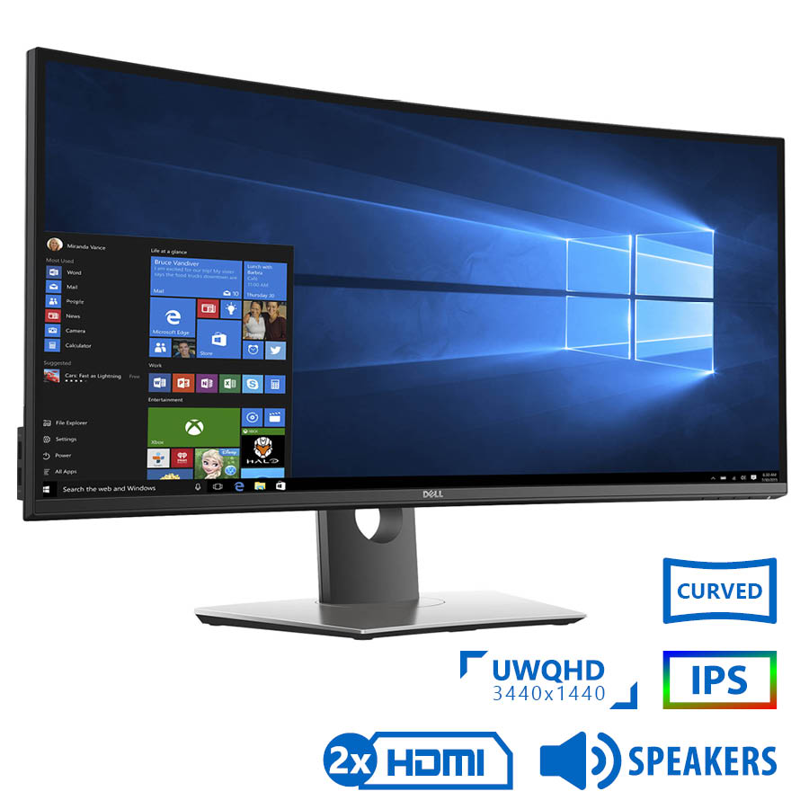 Used (A-) Monitor UltraSharp U3417W Curved/Dell/34``UW-QHD/3440x1440/Black/w/Speakers/Grade A-/DP &