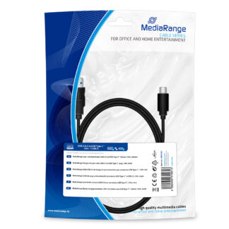 Καλώδιο MediaRange Charge and sync cable, USB 3.2 to USB Type-C plug, 1.8m, black (MRCS182)