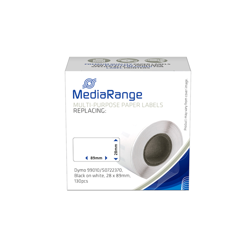 Ετικέτες Γενικής Χρήσης MediaRange (Dymo 99010/S0722370) 28x89mm. 130 pcs (Μαύρα Γράμματα σε Λευκό Φόντο) (MRDY99010)