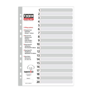 Typotrust Διαχωριστικά A4 Αριθμητικά Πλαστικά 1-20 (FP40120) (TYPFP40120)