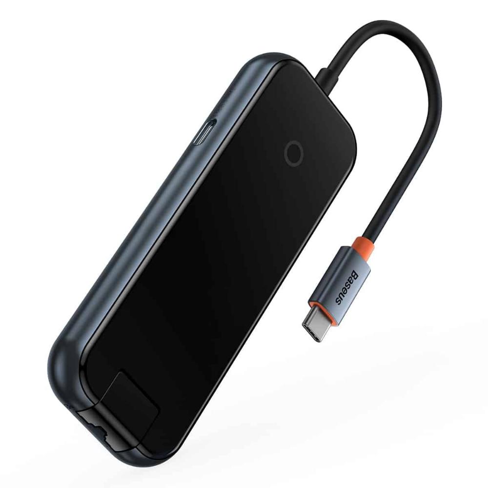 Baseus Hub 5in1 AcmeJoy series USB-C to 2xUSB 3.0 + USB 2.0 + USB-C PD + RJ45 dark grey (WKJZ010113) (BASWKJZ010113)