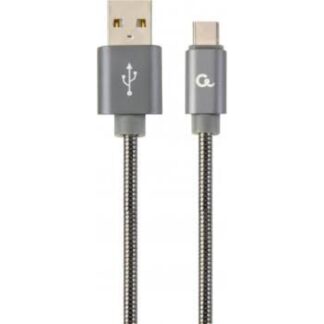 Cablexpert Cc- USB2s-amcm-2m-bg USB-C 2.0 Cable (Am/cm) Metal Plugs, Spiral Braid, 2m, Metallic Gray (CC-USB2S-AMCM-2M-BG) (GEMCC-USB2S-AMCM-2M-BG)