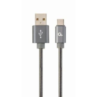 Cablexpert Cc- USB2s-amcm-1m-bg USB-C 2.0 Cable (Am/cm) Metal Plugs, Spiral Braid, 1m, Metallic Gray (CC-USB2S-AMCM-1M-BG) (GEMCC-USB2S-AMCM-1M-BG)