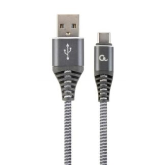 Cablexpert Cc- USB2b-amcm-2m-wb2 Premium USB-C 2.0 Cable (Am/cm) Metal Plugs, Braid, 2m, Gray/white (CC-USB2B-AMCM-2M-WB2) (GEMCC-USB2B-AMCM-2M-WB2)