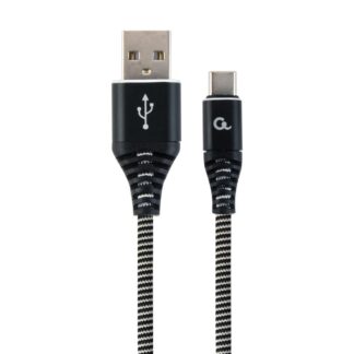 Cablexpert Cc- USB2b-amcm-2m-bw Premium USB-C 2.0 Cable (Am/cm) Metal Plugs, Braid, 2m, Black/white (CC-USB2B-AMCM-2M-BW) (GEMCC-USB2B-AMCM-2M-BW)