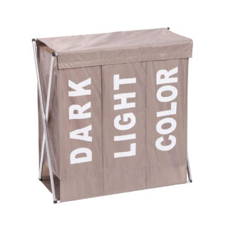 Bakaji Καλάθι Απλύτων 3 Διαμερίσματα Πτυσσόμενο Μεταλλικό και Υφασμάτινο Ταούπ 64 x 38 x 62 εκ. (2838449) (BAK2838449)