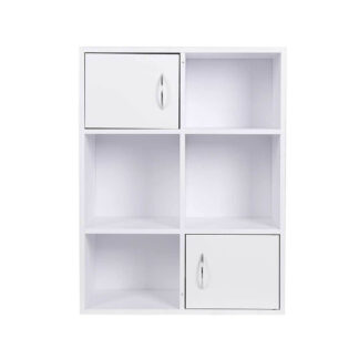 Bakaji Κινητή Βιβλιοθήκη 6 Ράφια 2 Πόρτες Ράφι από Ξύλο MDF Μοντέρνος Σχεδιασμός Λευκός (2838549) (BAK2838549)