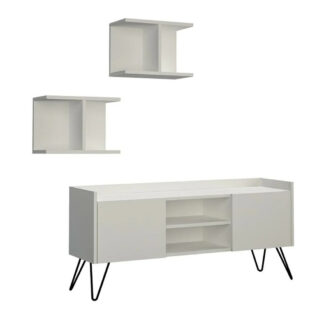 Bakaji Σύνθετο Έπιπλο Τηλεόρασης Μοντέρνο με 2 Ράφια από Ξύλο MDF Λευκό 125,5 x 33 x 56,5 εκ (2813669) (BAK2813669)