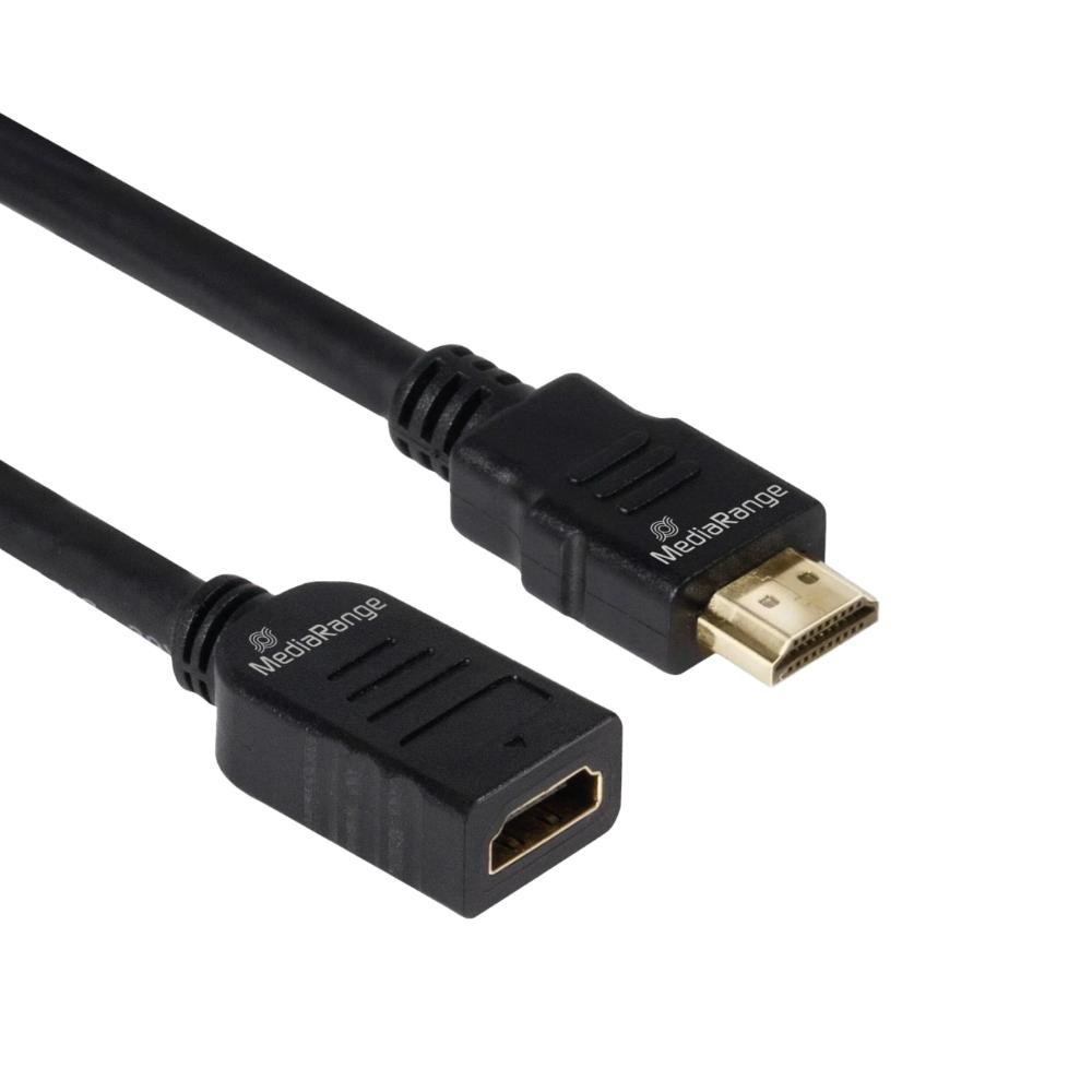 MediaRange HDMI Premium High Speed Ethernet Extension Cable, 18 Gbps, Ver. 2.0, 4k@60Hz, HDR, 3D, ARC, 2.0m, Black (MRCS256)