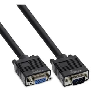 MediaRange VGA extension cable, VGA (HD15) plug to socket, 2m Cable Length, Black (MRCS249)