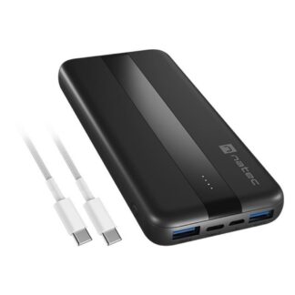 Natec Trevi Slim Q Power Bank 10000mAh, 20W Maximum Power, Quick Charge, Power Delivery  Micro USB, USB Type-A, USB Type-C (NPB-2294) (NTCNPB-2294)