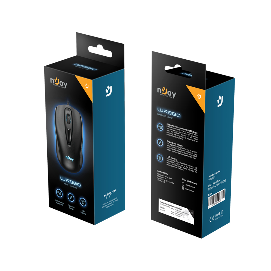 WR390 Ενσύρματο Ποντίκι USB μαύρο 1200dpi - Image 3