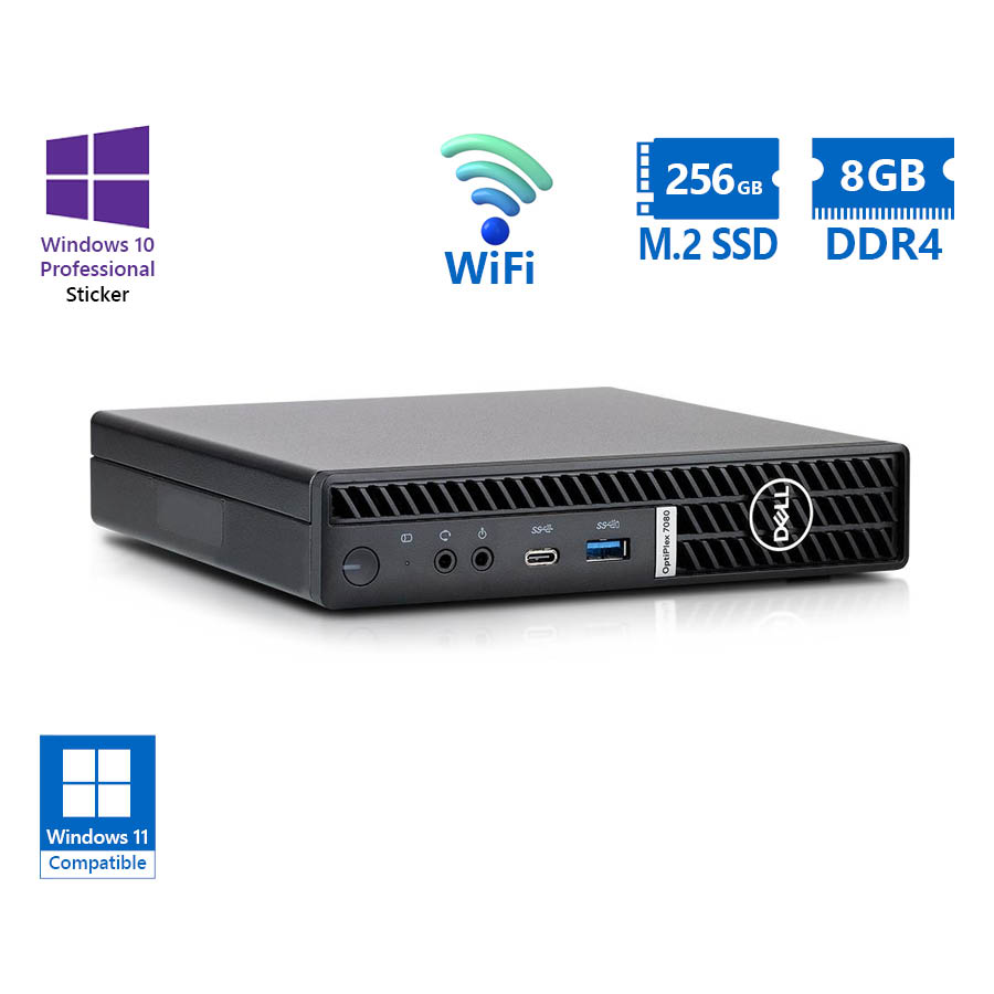 Dell (A-) Optiplex 7080 DM WiFi i5-10500T/8GB DDR4/256GB M.2 SSD/No ODD/10P Grade A- Refurbished PC
