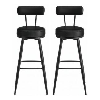 Vasagle Σετ Μεταλλικά Σκαμπό Μπαρ με πλάτη - Μαύρο -  2 τμχ (LBC889B01V1) (VASLBC889B01V1)