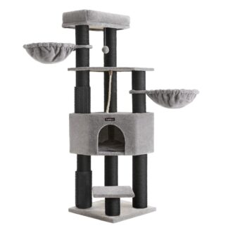 Feandrea Cat Tower, Height 160 cm, for large Cats, Gray-Black (PCT003W01) (FEAPCT003W01)