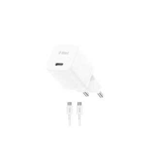 ttec SmartCharger GAN 20W PD Travel Fast Charger + USB-C - USB-C 60W Cable White (2SCG20CB) (TTEC2SCG20CB)