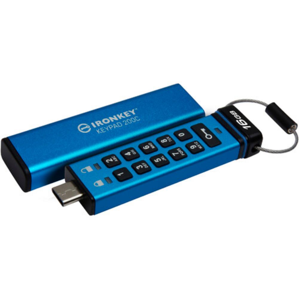Kingston 16GB IronKey Keypad 200 FIPS140-3 Lvl3 AES-256 (IKKP200C/16GB) (KINIKKP200C-16GB)
