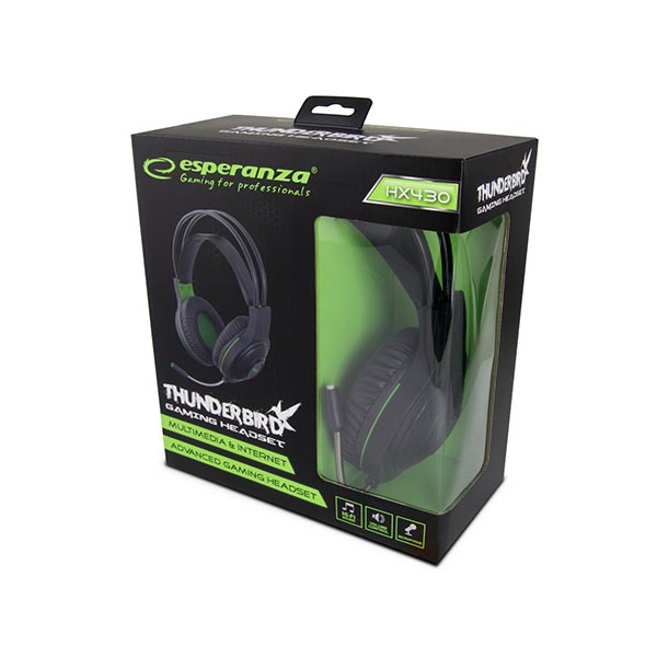 Thunderbird Ακουστικό με μικρόφωνο gaming w/Led μαύρο/πράσινο EGH430 - Image 2